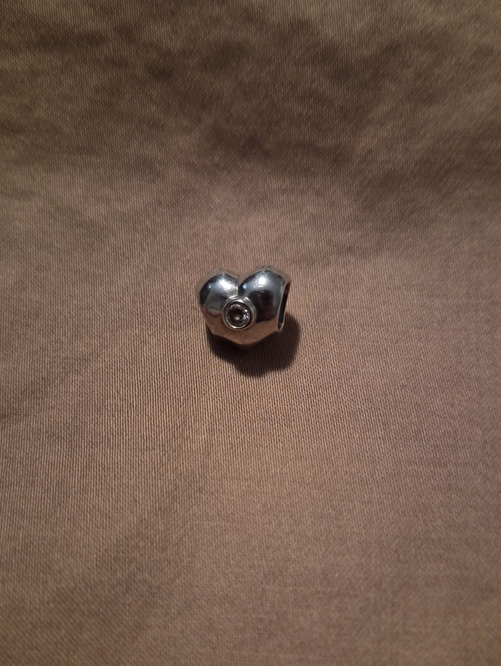 PANDORA Sterling Silver Heart Charm with Light Pink Stone